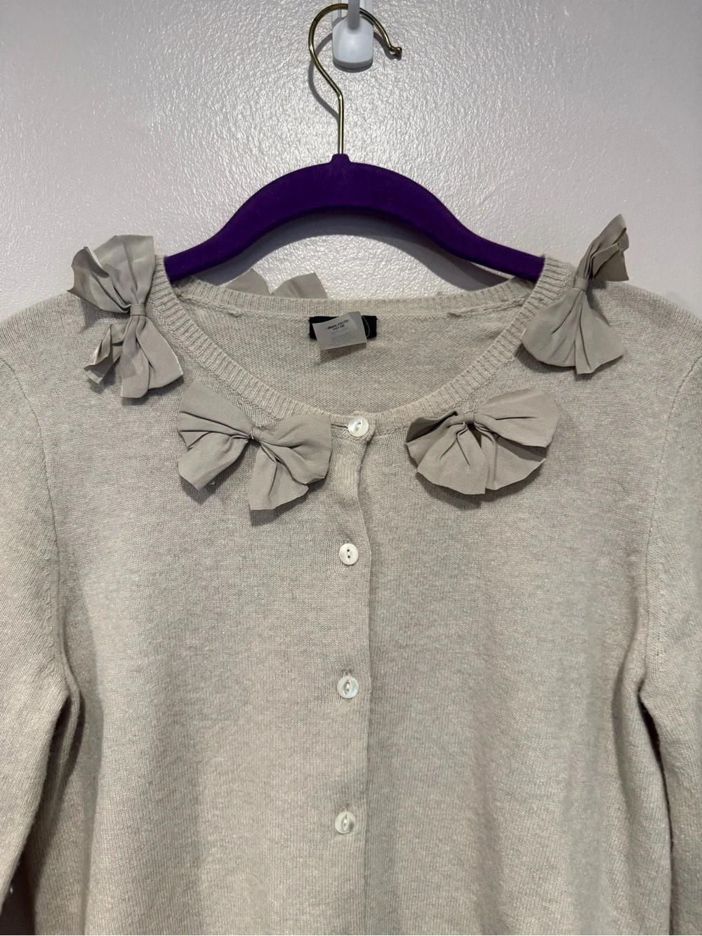 Vintage J. Crew Bow Collar Jackie Cardigan Wool and cashmere